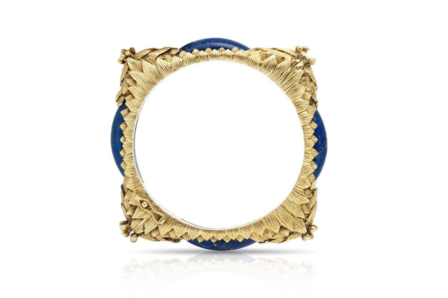 Vintage 1960s Lapis and Gold Bangle Bracelet