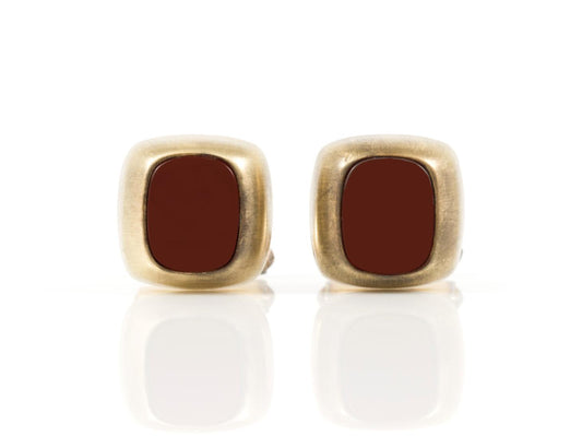 Vintage 1970s Carnelian and Gold Cufflinks