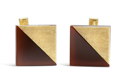 Vintage 1970s Carnelian and Gold Cufflinks