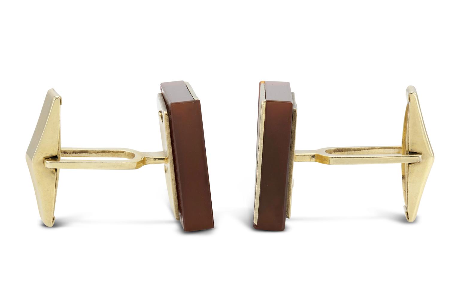 Vintage 1970s Carnelian and Gold Cufflinks
