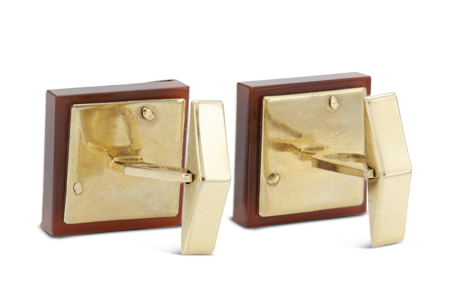 Vintage 1970s Carnelian and Gold Cufflinks