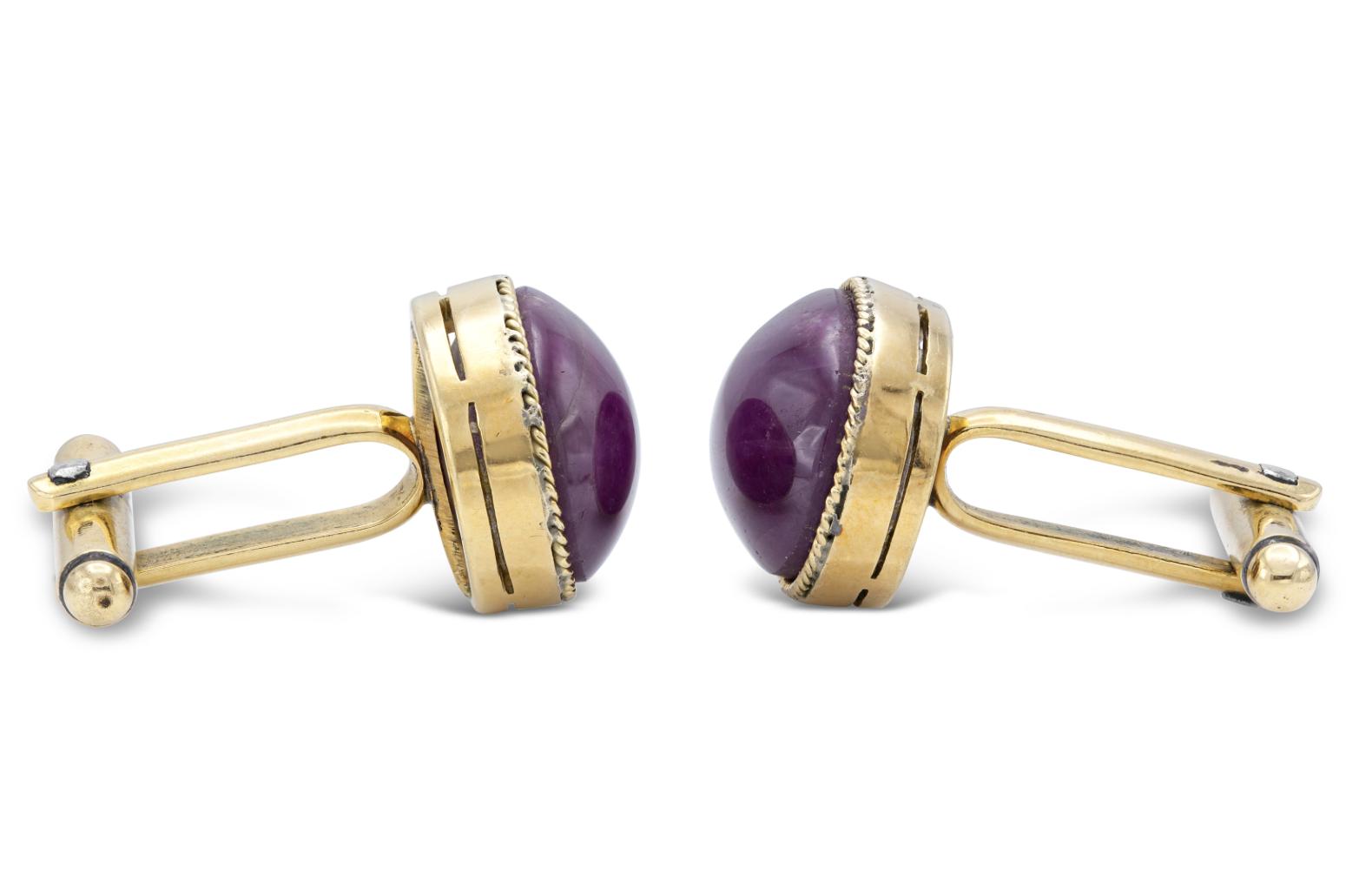 Vintage 1950s 20.00 Carat Star Ruby Cufflinks