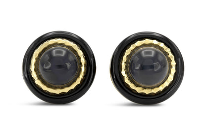 Vintage 1960s R. Stone Black Diopside and Onyx Cufflinks