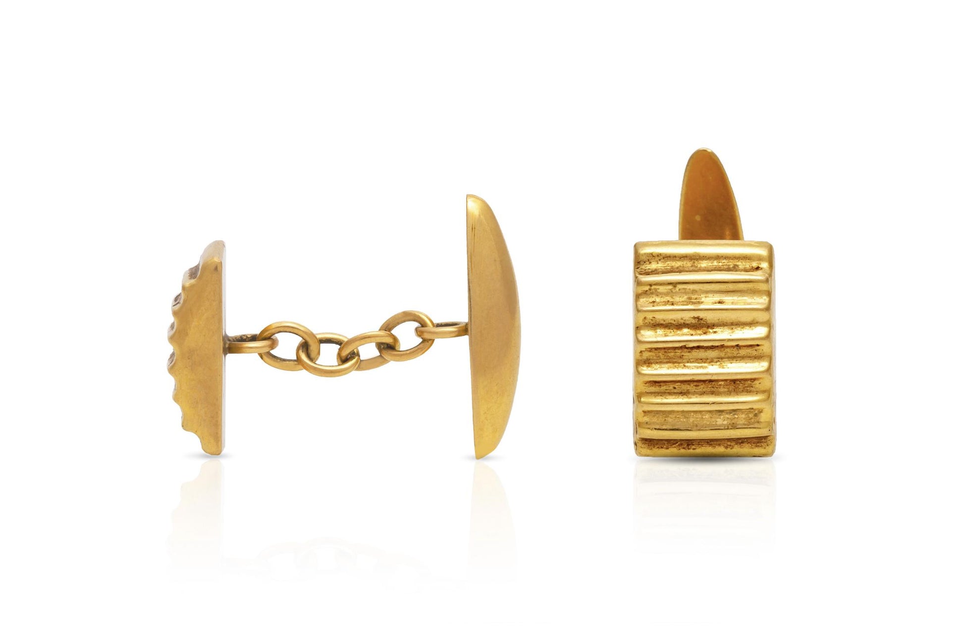 Vintage 1940s Retro Gold Ridged Cufflinks