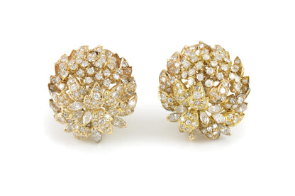 Vintage 1960s 5.00 Carat Diamond Cabbage Earrings