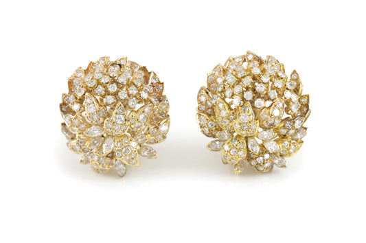 Vintage 1960s 5.00 Carat Diamond Cabbage Earrings