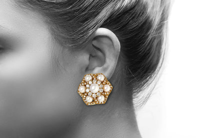 Vintage 1970s Pearl and 5.00 Carat Diamond Earrings