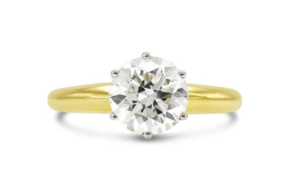 Vintage 1950s 1.77 Carat Old European Cut Solitaire Diamond Engagement Ring