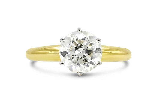 Vintage 1950s 1.77 Carat Old European Cut Solitaire Diamond Engagement Ring