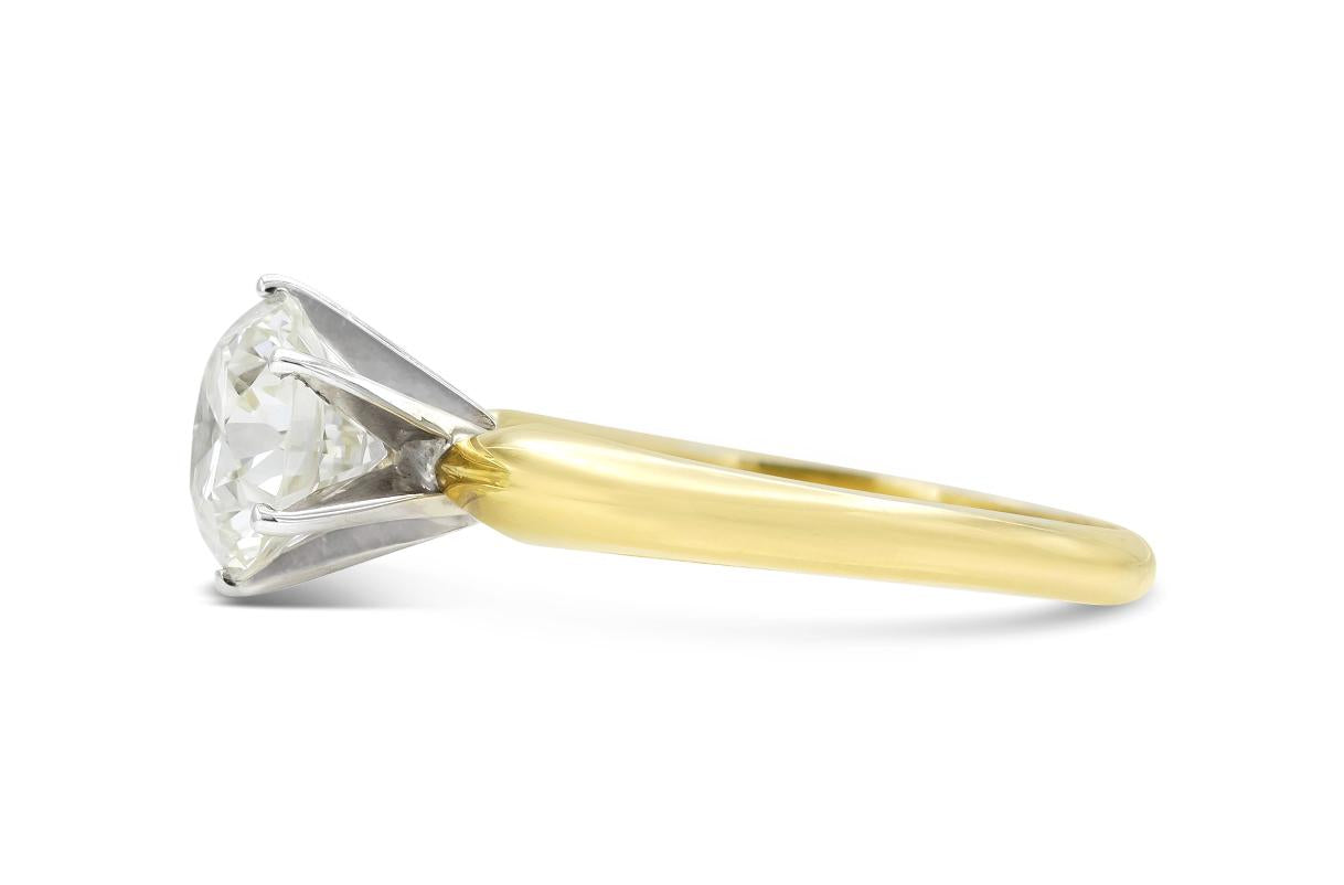 Vintage 1950s 1.77 Carat Old European Cut Solitaire Diamond Engagement Ring