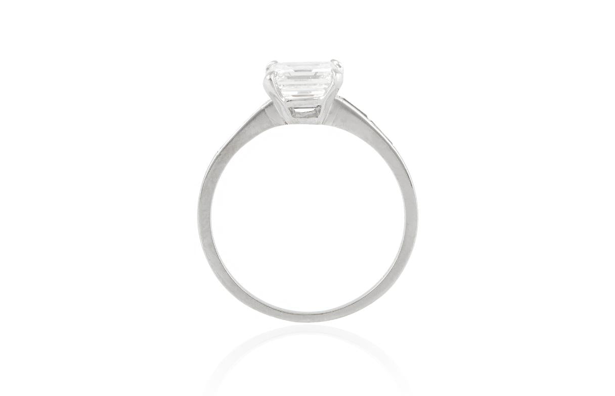 2.01 Carat GIA Certified Square Emerald Cut Diamond Engagement Ring