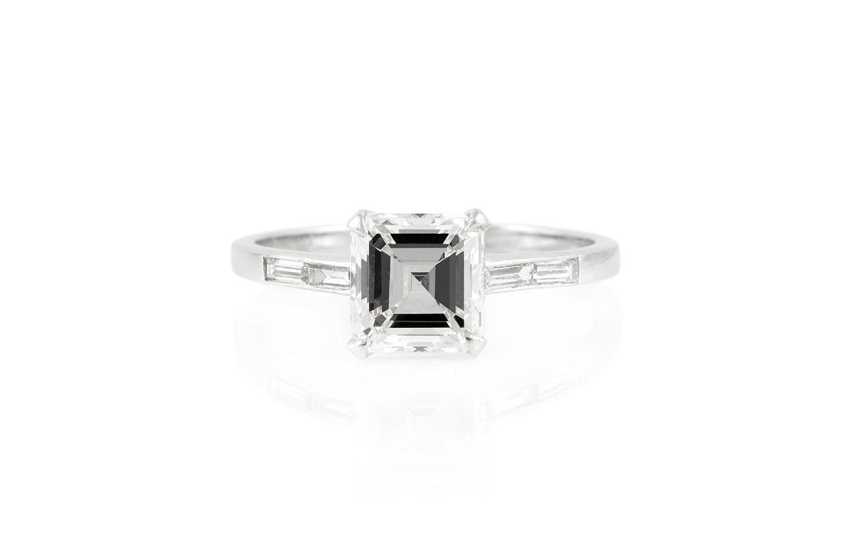 2.01 Carat GIA Certified Square Emerald Cut Diamond Engagement Ring