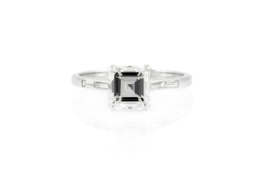 2.01 Carat GIA Certified Square Emerald Cut Diamond Engagement Ring