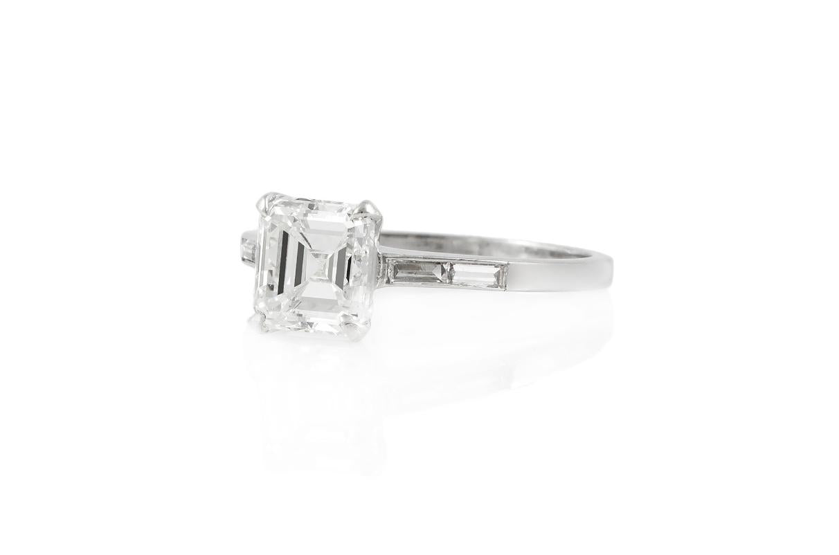 2.01 Carat GIA Certified Square Emerald Cut Diamond Engagement Ring