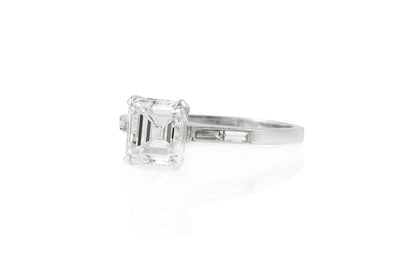 2.01 Carat GIA Certified Square Emerald Cut Diamond Engagement Ring