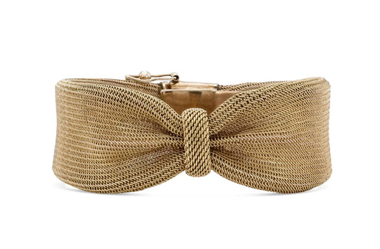 Vintage 1960s Mesh Gold Bow Bracelet