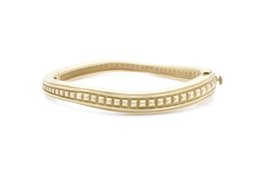 Vintage 1980s Gold Wave Hinged Bangle Bracelet
