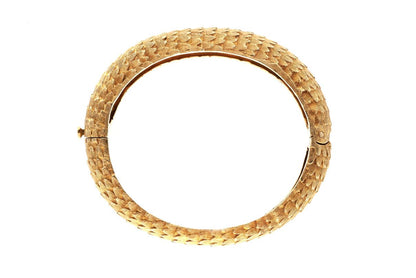 Vintage 1960s Gold Dragon Scales Hinged Bangle Bracelet