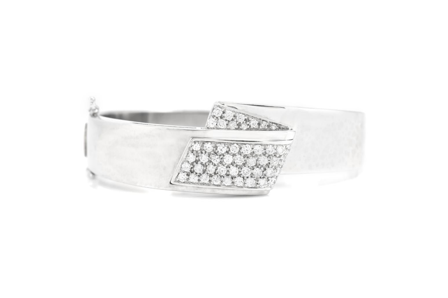 White Gold Bangle Bracelet with 2.00 Carats of Diamonds