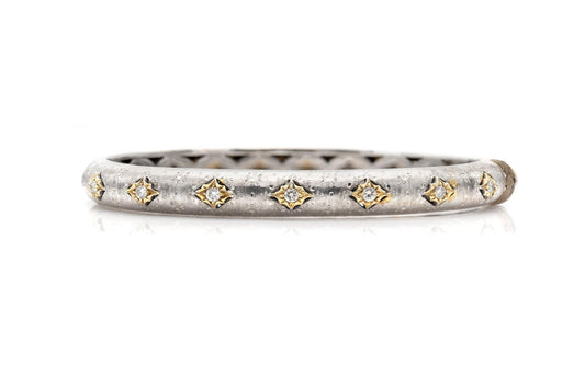 White Gold Hinged Bangle with Diamonds