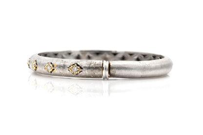 White Gold Hinged Bangle with Diamonds