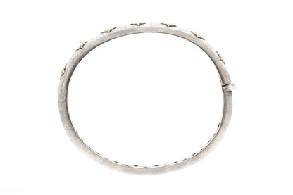 White Gold Hinged Bangle with Diamonds