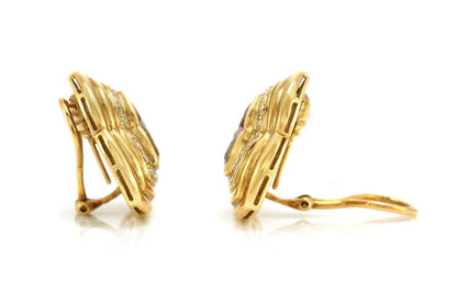 Vintage 1970s Multi-Gem Triangle Earrings with Diamonds