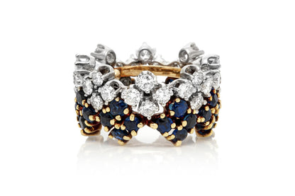 Vintage 1950s 3.00 Carat Sapphire and 2.30 Carat Diamond Band