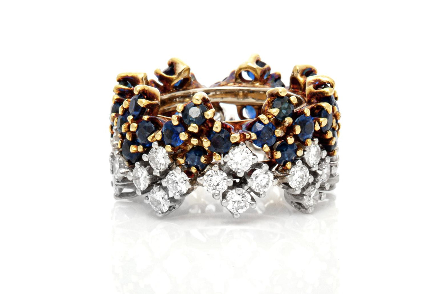 Vintage 1950s 3.00 Carat Sapphire and 2.30 Carat Diamond Band