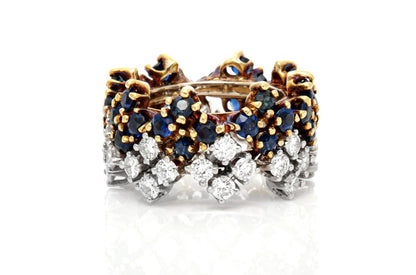 Vintage 1950s 3.00 Carat Sapphire and 2.30 Carat Diamond Band