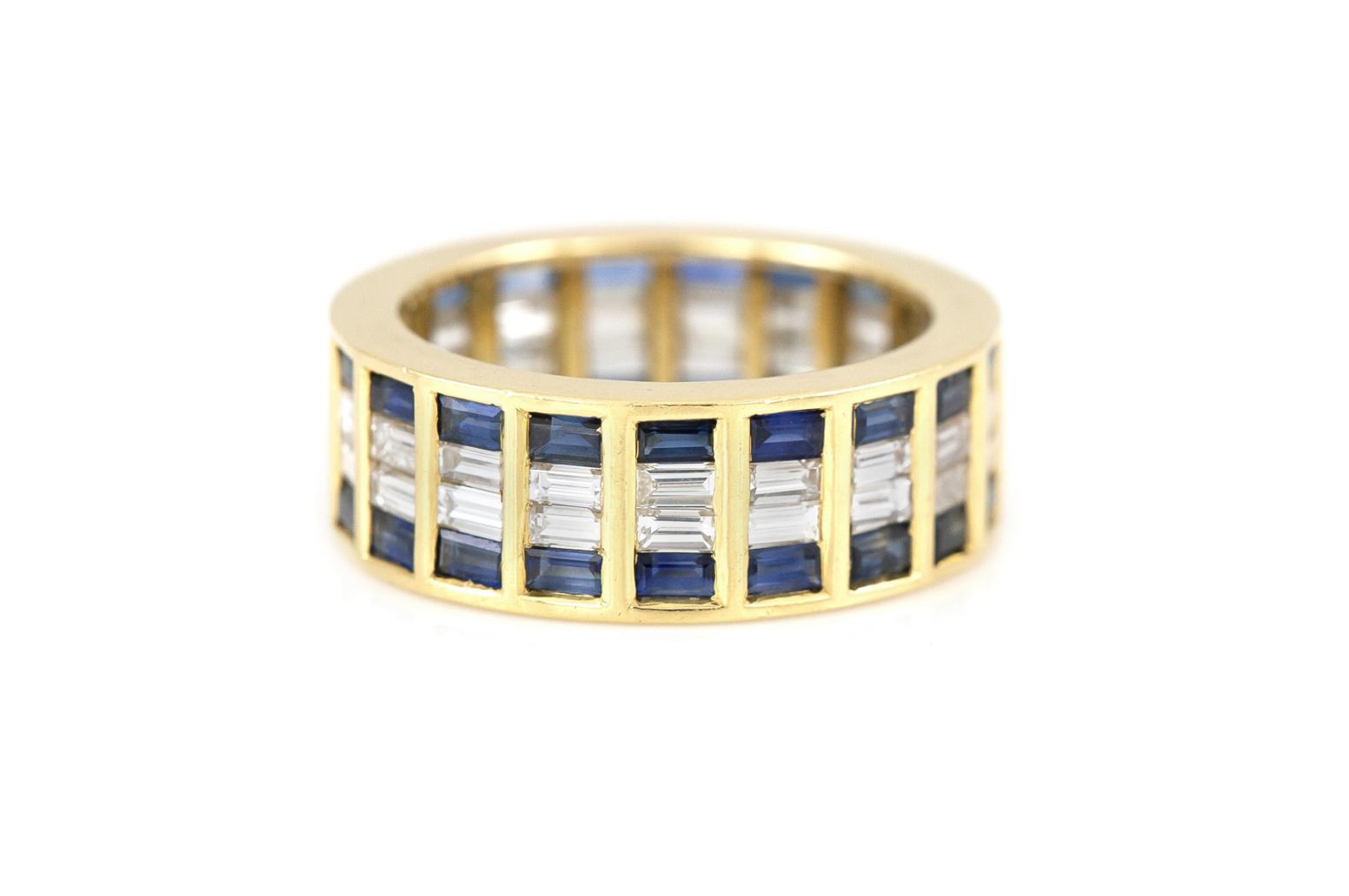 Vintage 1970s 2.60 Carat Sapphire and 1.90 Carat Diamond Band