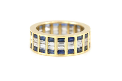 Vintage 1970s 2.60 Carat Sapphire and 1.90 Carat Diamond Band