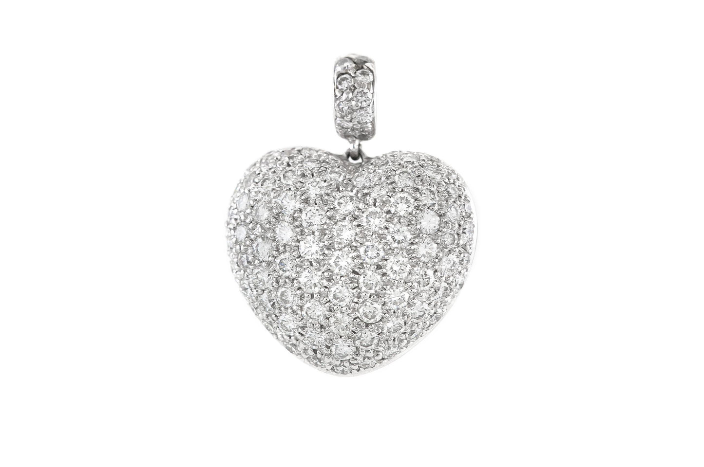 2.00 Carat Diamond Pave Puff Heart Pendant