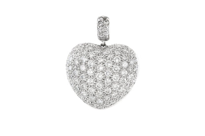 2.00 Carat Diamond Pave Puff Heart Pendant