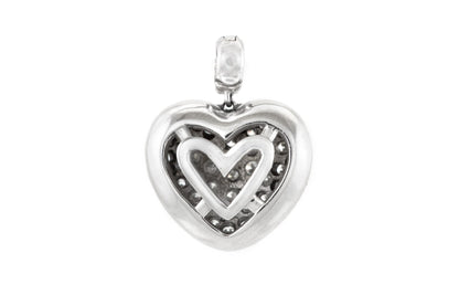 2.00 Carat Diamond Pave Puff Heart Pendant