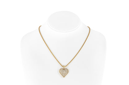 3.50 Carat Diamond Pave Puff Heart Pendant Necklace
