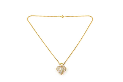 3.50 Carat Diamond Pave Puff Heart Pendant Necklace