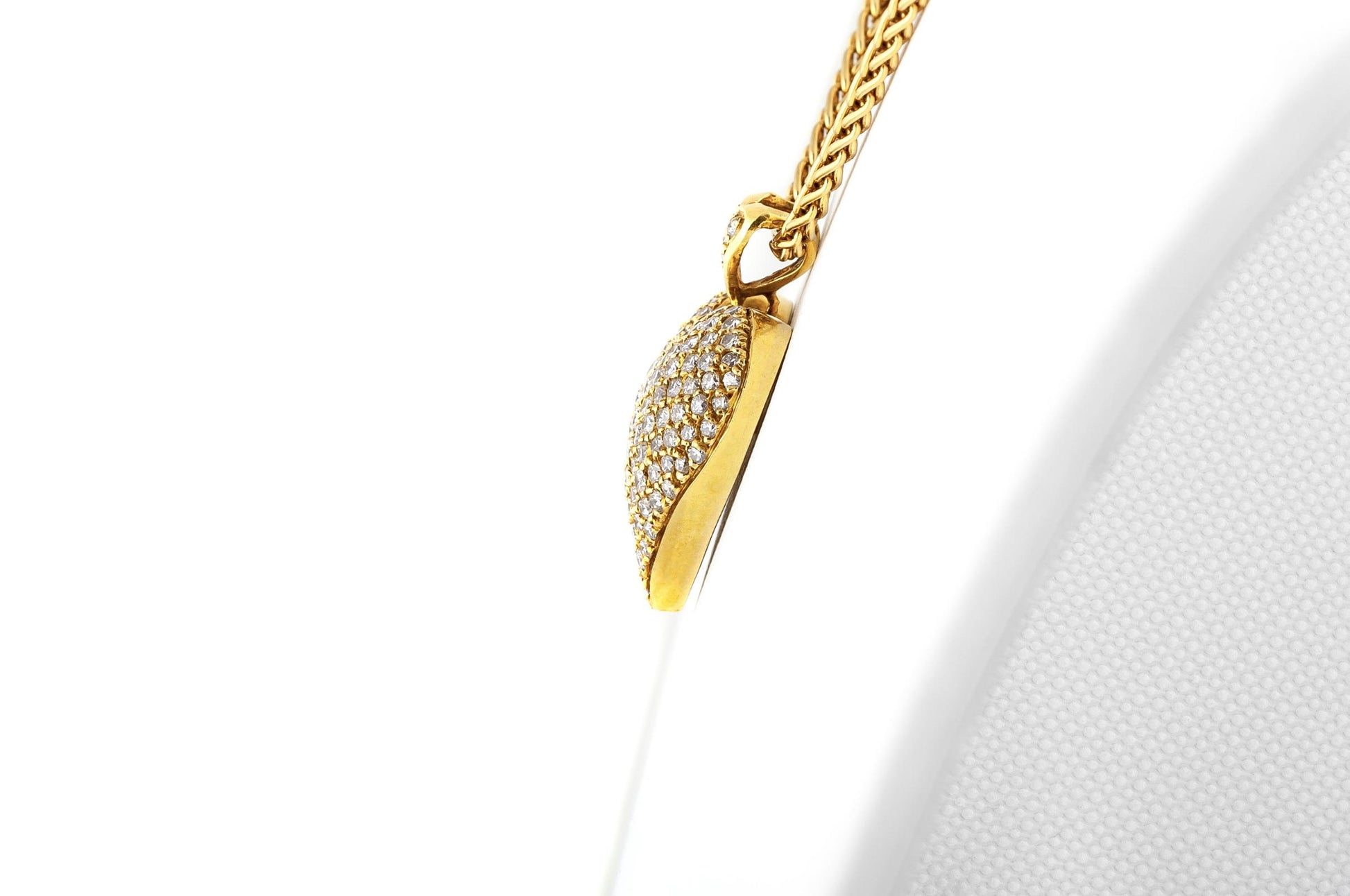 3.50 Carat Diamond Pave Puff Heart Pendant Necklace