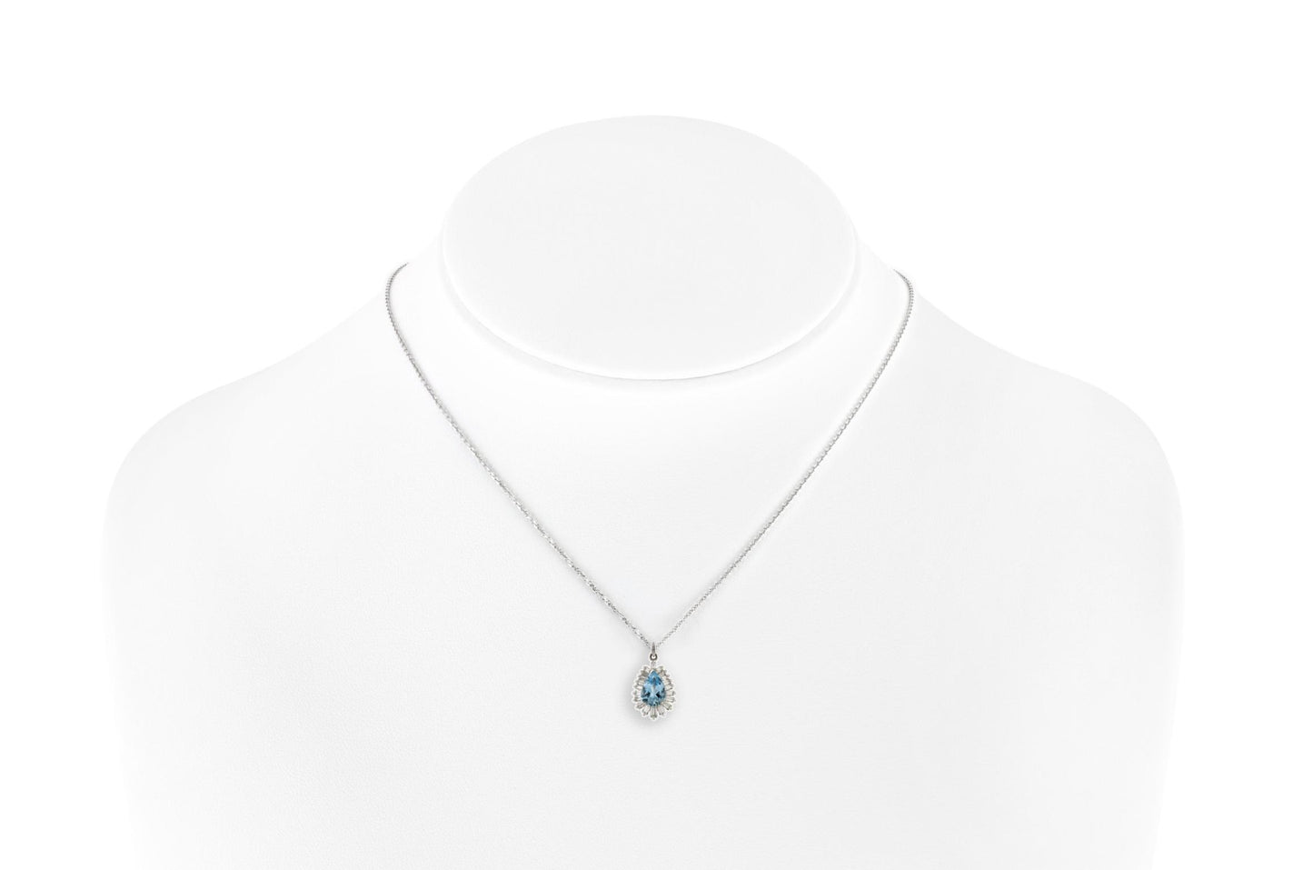 Vintage 1950s 2.50 Carat Pear-Shaped Aquamarine Pendant Necklace with Diamonds