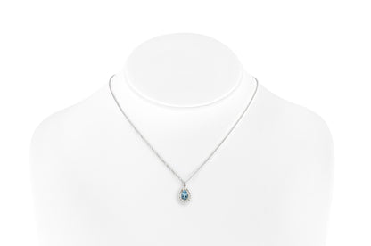Vintage 1950s 2.50 Carat Pear-Shaped Aquamarine Pendant Necklace with Diamonds