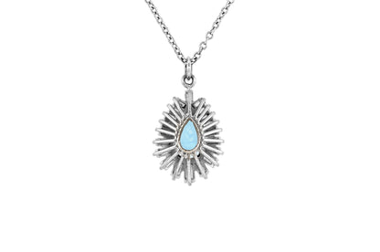 Vintage 1950s 2.50 Carat Pear-Shaped Aquamarine Pendant Necklace with Diamonds