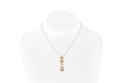 3.20 Carat Multi-Fancy Color Multi-Cut Diamond Drop Pendant Necklace