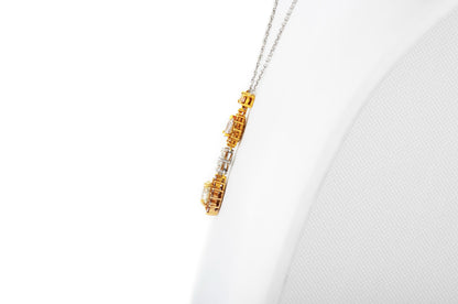 3.20 Carat Multi-Fancy Color Multi-Cut Diamond Drop Pendant Necklace