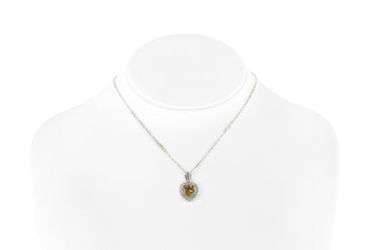 3.00 Carat Heart-Shaped Citrine and 0.90 Carat Diamond Pendant Necklace