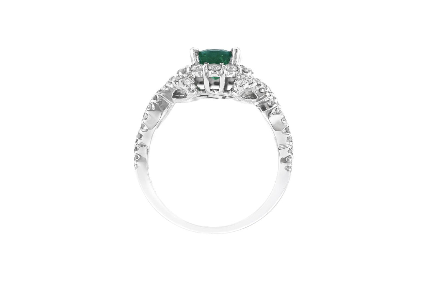 1.07 Carat Oval Cut Emerald Ring with Diamonds