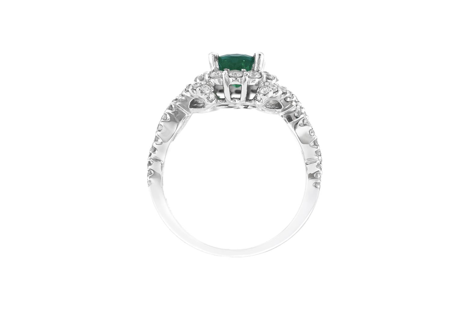 1.07 Carat Oval Cut Emerald Ring with Diamonds