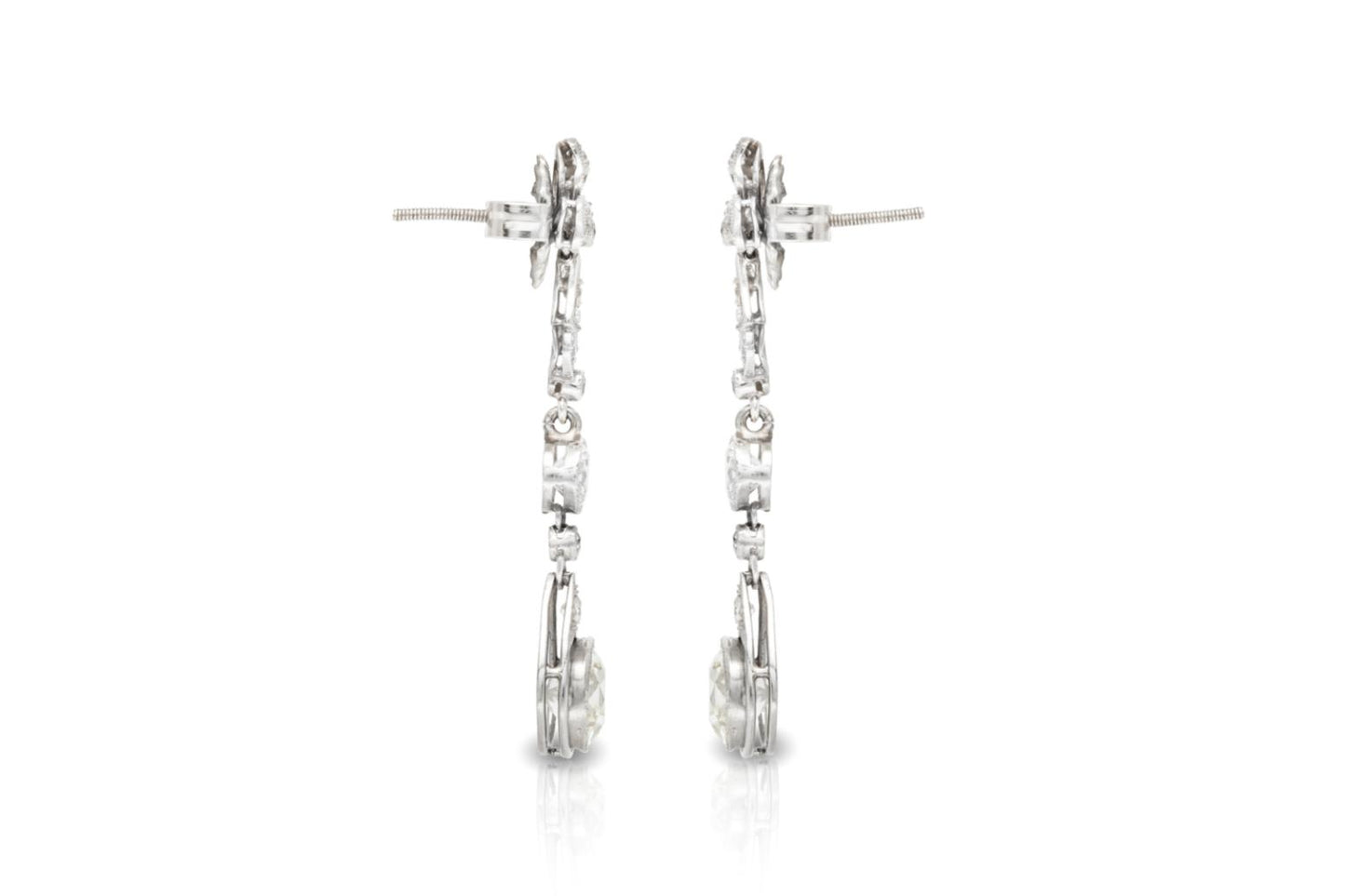 Antique Edwardian 1900s 4.60 Carat Diamond Dangle Earrings