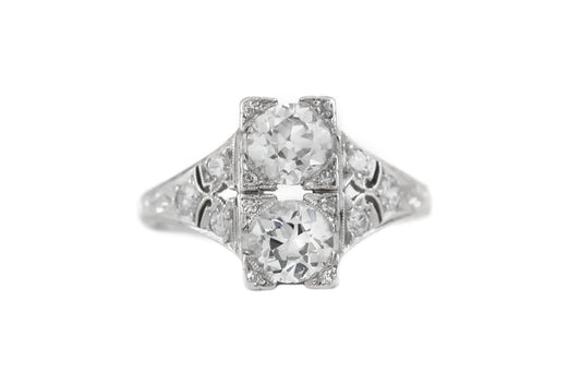 Antique Art Deco 1920 1.70 Carat Diamond Dinner Ring