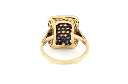 Antique 1900s Edwardian 0.90 Carat Diamond Dinner Ring with Sapphires