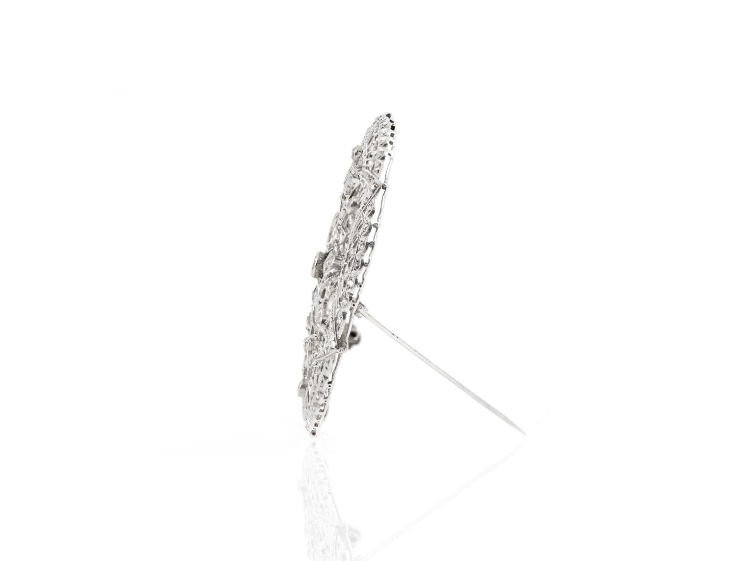 Antique Edwardian 1900s 3.50 Carat Diamond Openwork Circle Brooch Pendant